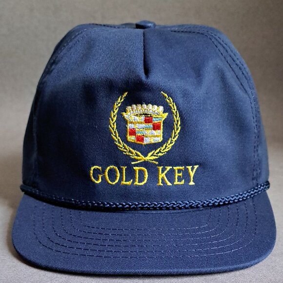 VINTAGE Cadillac Emblem: Gold Key USED Hat (Blue, Strapback, Automobile, Promo) - Picture 1 of 8